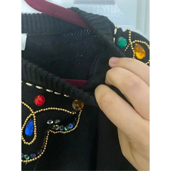 Vintage Sarah Morgan Embellished Holiday Sweater Dress - Picture 3 of 6